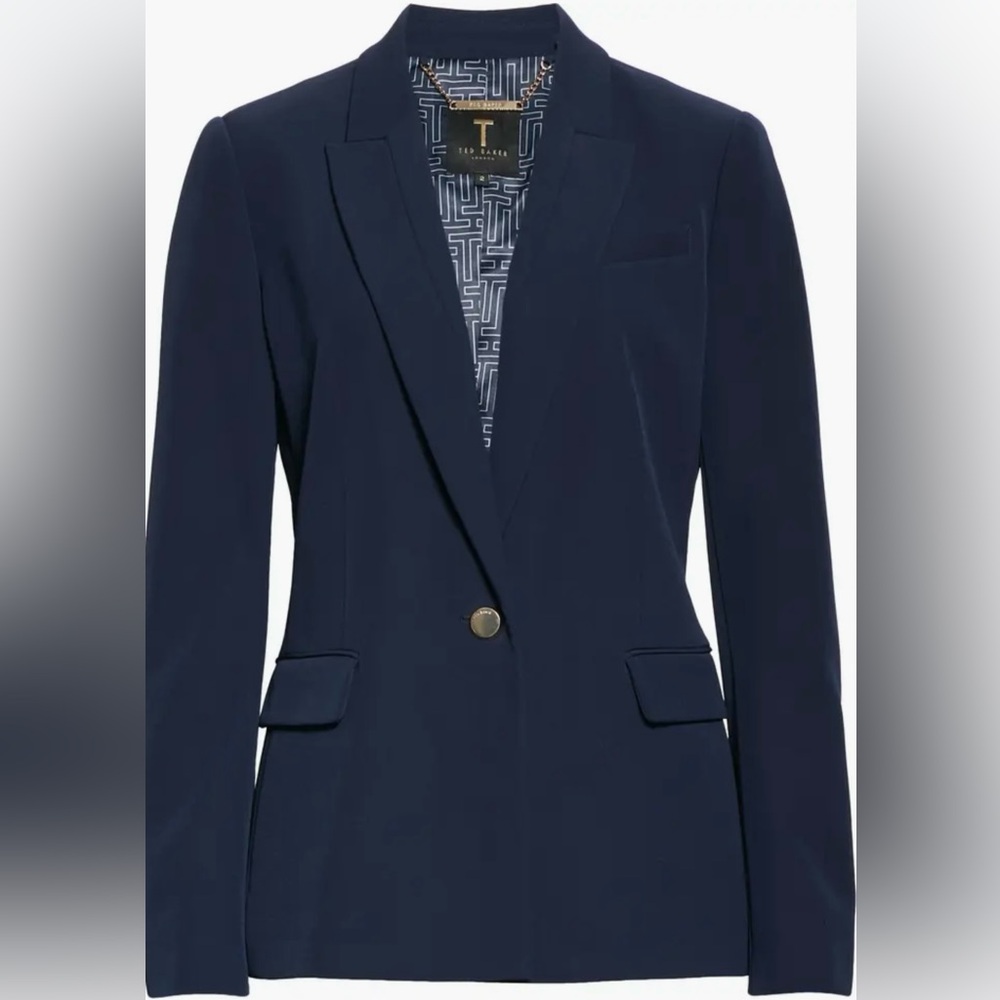 NWT TED BAKER Resa Dark Blue Slim Tailored Jacket SIze 4 (US 8-10)